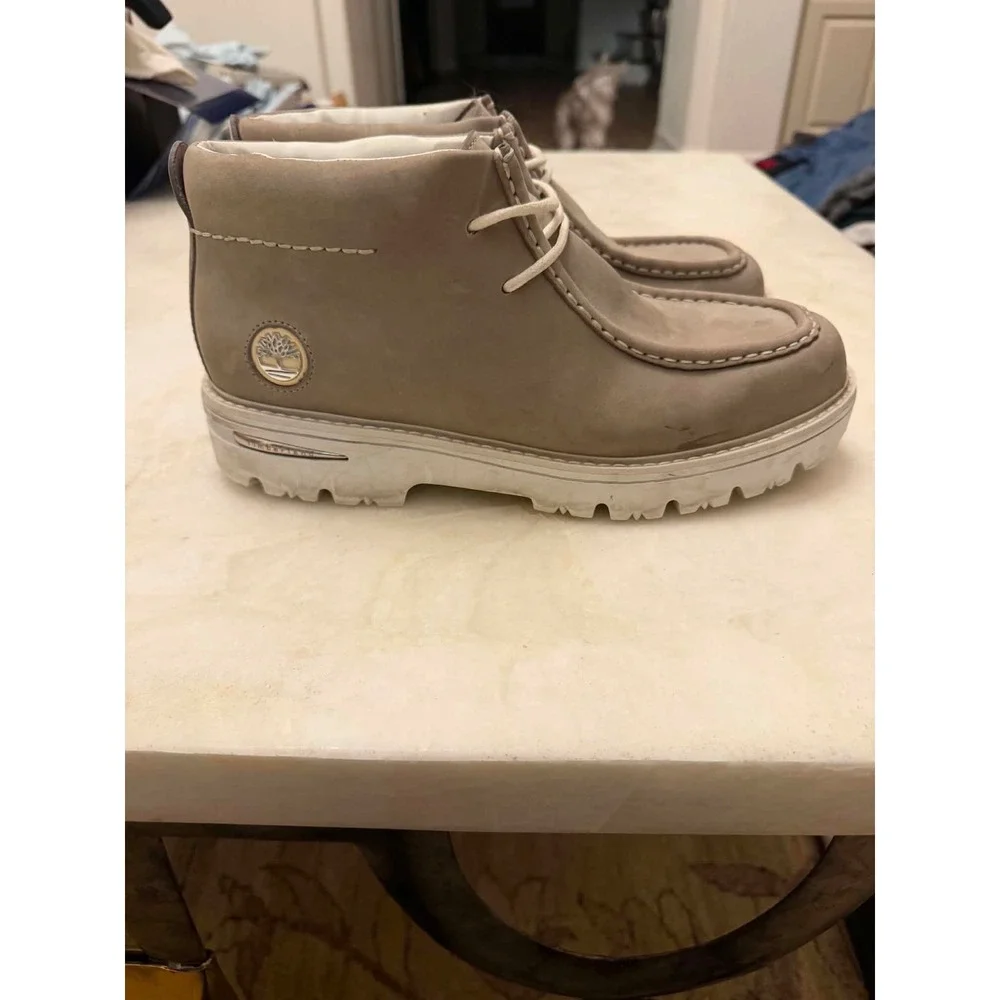Timberland Moc Toe Chukka Boots Mens 10M Taupe Nubuck Leather